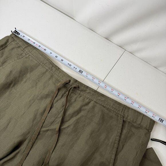 J Jill Love Linen Ankle Pants Women 2X Drawstring Lagenlook Beach Olive Coastal - Picture 8 of 11